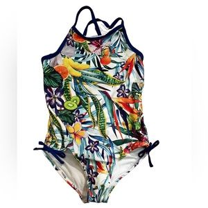 Girls Tropical Print One Piece Bathing Suit size 10